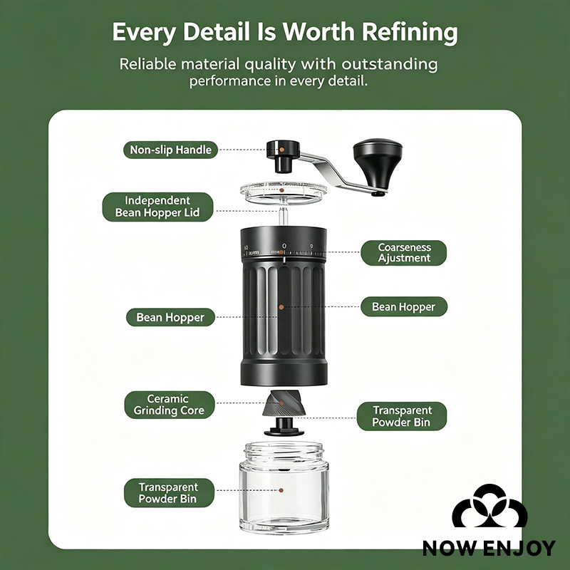 NOW ENJOY Manual Coffee Grinde - Coffee Grinder Burr recension och pris